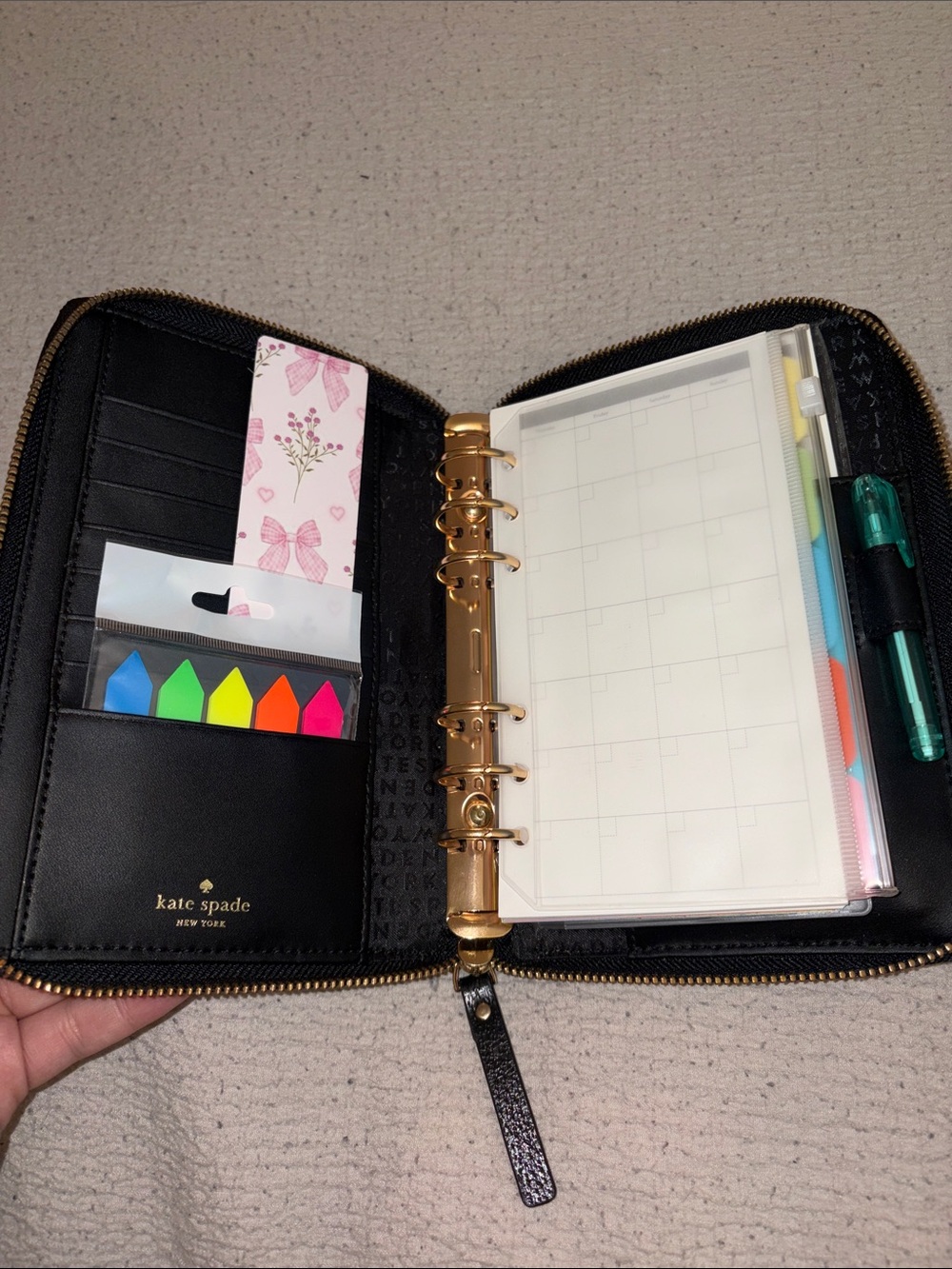 kate spade Black Leather Zip Around Agenda Journal NWOT - Picture 6 of 11